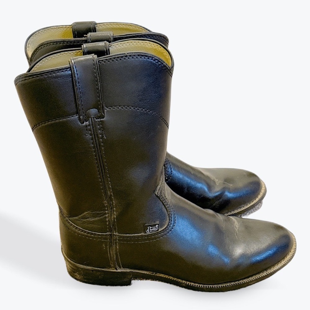Justin Basics Men JB3000 Black Leather Roper Western Boots 9EE Wide
